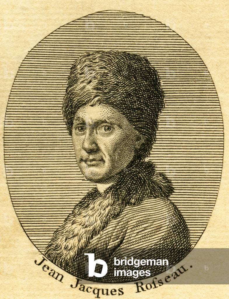 Jean Jacques Rousseau, Genevan , French philosopher and writer, etching from an book about 1766 (etching)