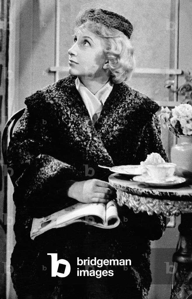 German actress and cabaret artist Edith Hancke at a TV show, Germany 1960s