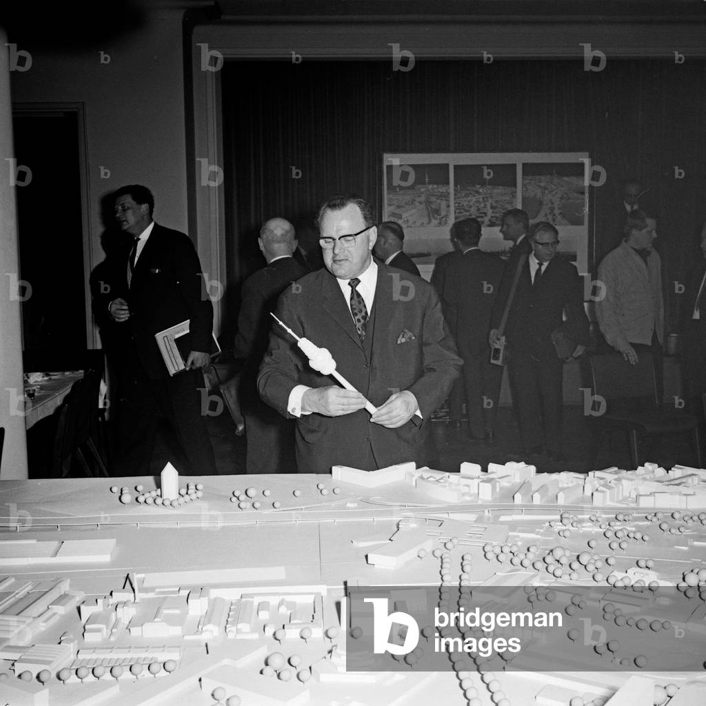 Model for the planning to build the Hamburg television tower, Germany 1960s