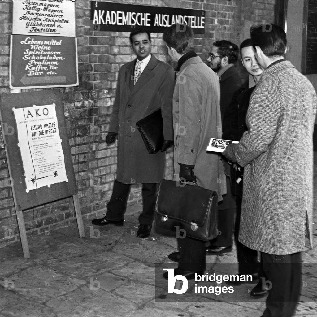 Students from abroad at the office for foreign students at Hamburg university, Germany 1960s