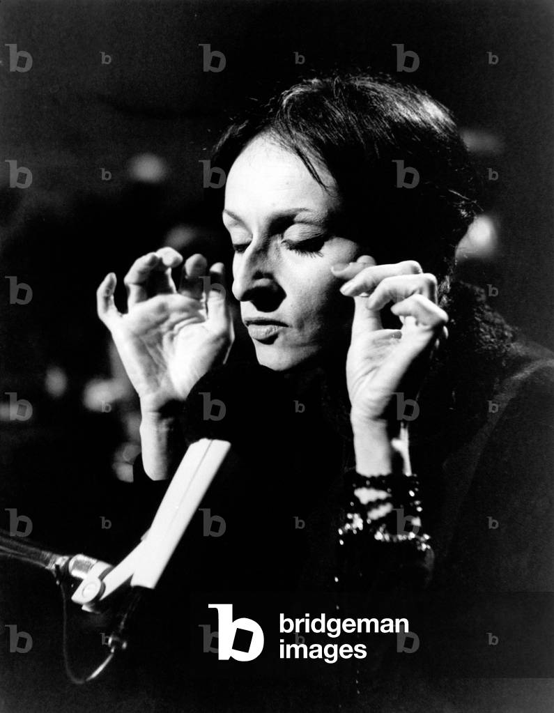 French chanson singer and composer Barbara performing at Hamburg, Germany 1970s