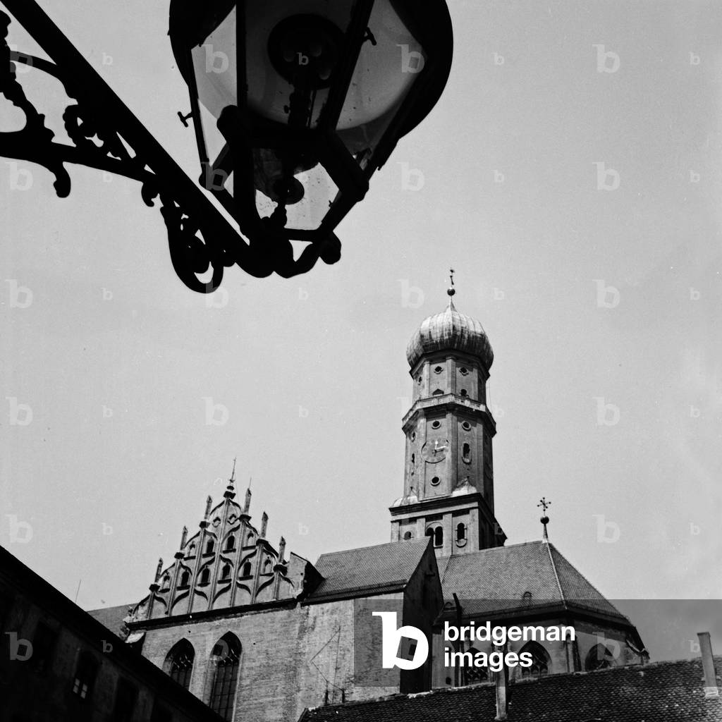 The St Ulrich's and St Afra's church at Augsburg, Germany 1930s (b/w photo)