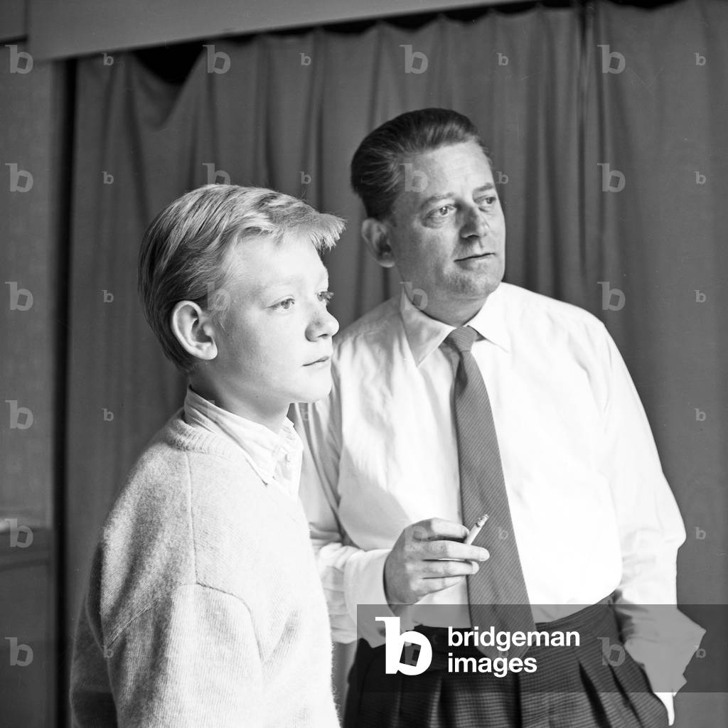 Son of cabaret artist and actor Kurt Klopsch with his father at Hamburg, Germany 1950s