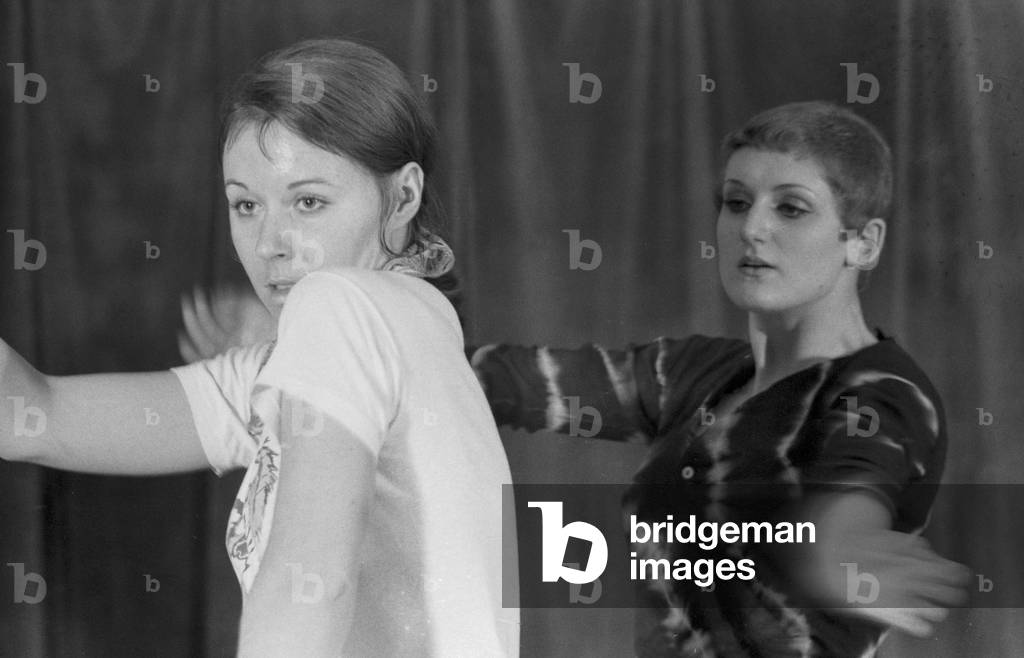 The ZDF TV ballet company during the training, Germany 1970