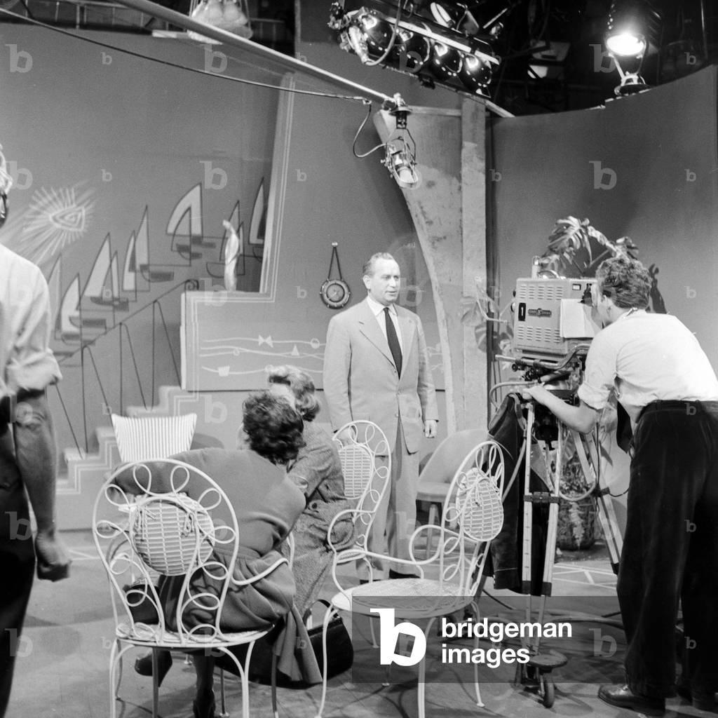 TV play production at German radio and TV station NWDR, 1955