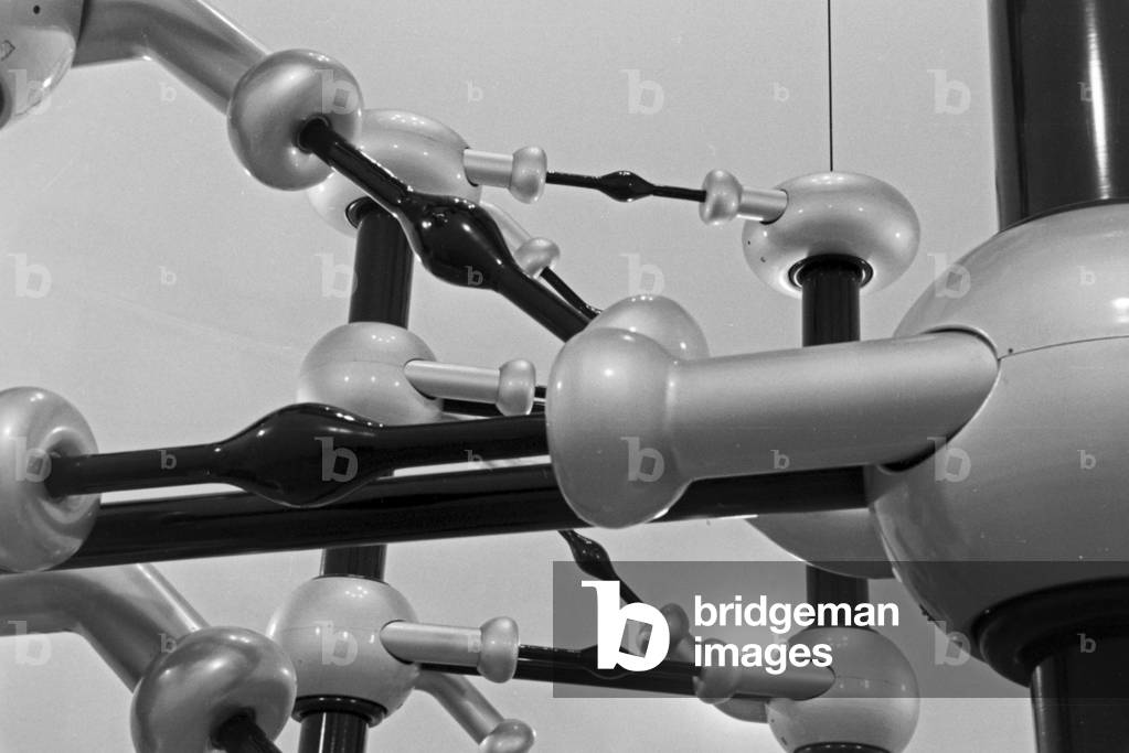 Staff members of the Kaiser Wilhelm Institute for physics in Berlin Dahlem inside a research silo, Germany 1930s (b/w photo)