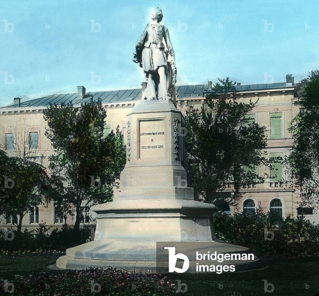 The statue of painter Anton van Dyck in the city of Antwerp