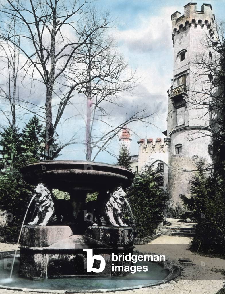 Lion's fountain at Hohenschwangau castle in Bavaria