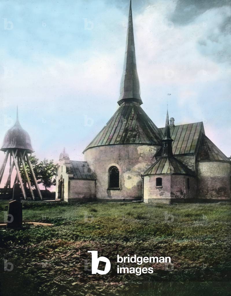 Sweden, comunity of Falkping, view to the Round church of Skrstorp. Image date: circa 1920. Carl Simon Archive
