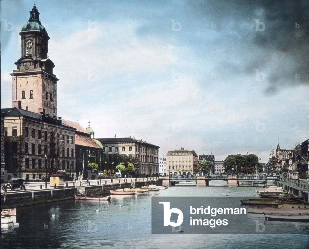 Gothenburg city on the west coast of Sweden. View to the Gta lv river. Image date: circa 1920. Carl Simon Archive