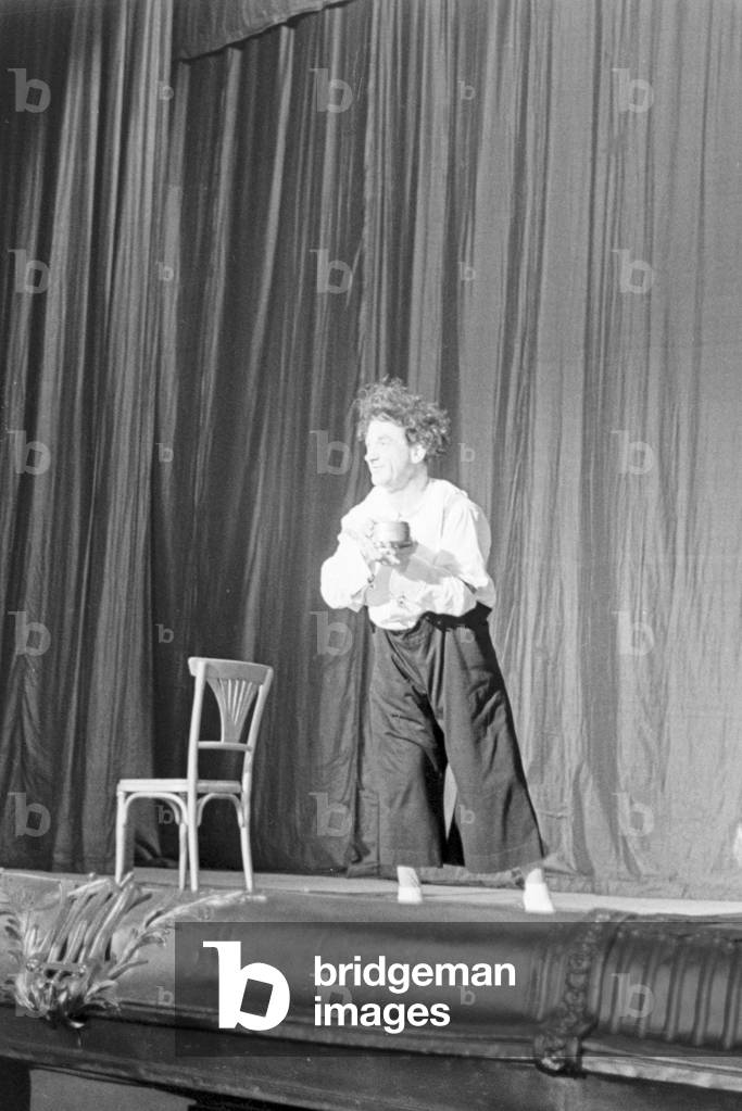 Performing artists during an evening show in Karlsbad, Germany 1930s (b/w photo)