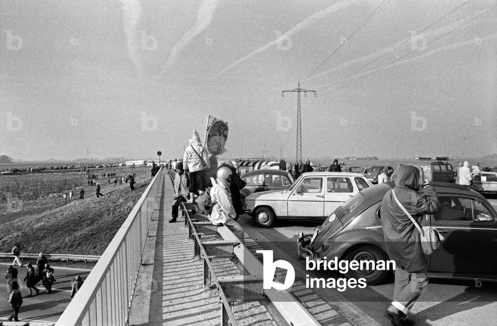 First protesters arriving at the area of Brokdorf nuclear plant, Germany 1980s