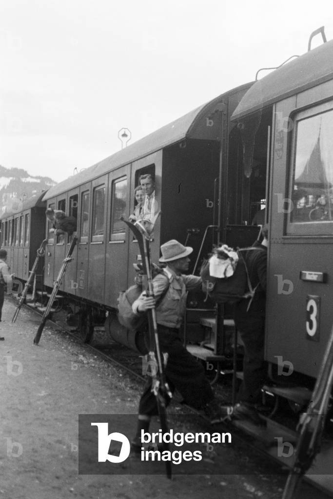 On vacation at Walsertal valley in the Vorarlberg region, Austria 1930s (b/w photo)