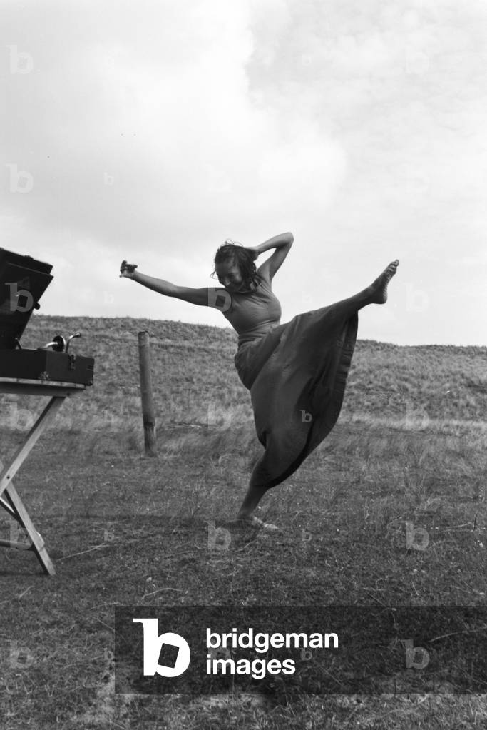 The popular dancer Gret Palucca on vacation on Sylt, Germany 1930s (b/w photo)