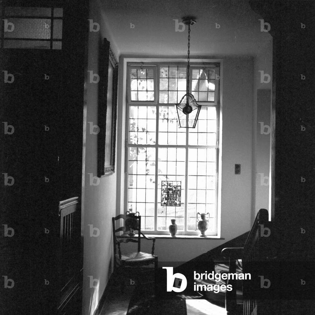 Staircase at a house at Triberg in Black Forest, Germany 1930s (b/w photo)