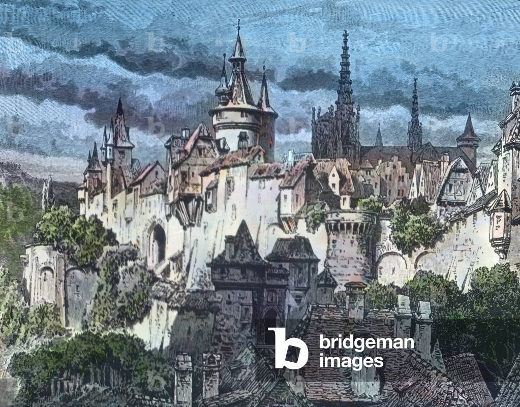 Illustration of a German city in the 15th century