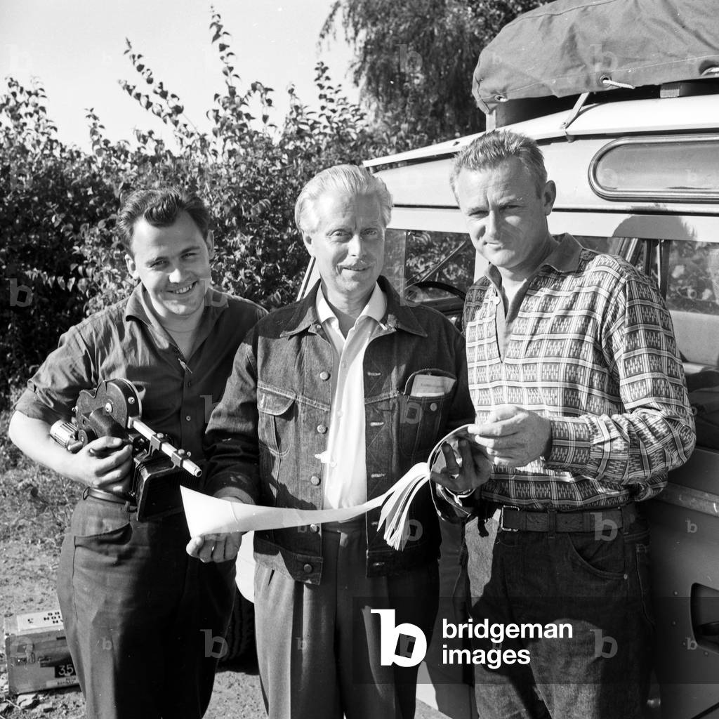 On the road with German TV director Udo Langhoff (middle), Germany 1960s