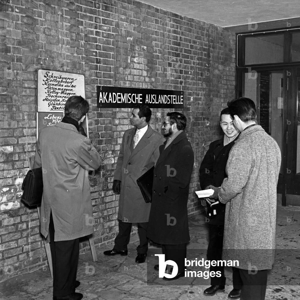 Students from abroad at the office for foreign students at Hamburg university, Germany 1960s