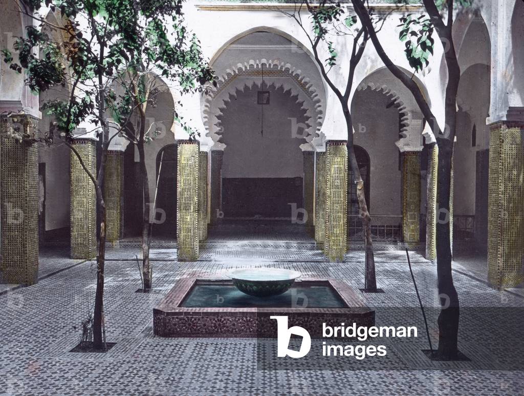 Northern Morocco, Tangier, courtyard of an embassy, image date: circa 1910. Carl Simon Archive
