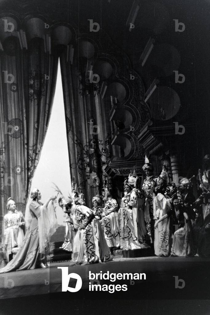 Performance in the opera in Rome, Italy 1940s (b/w photo)
