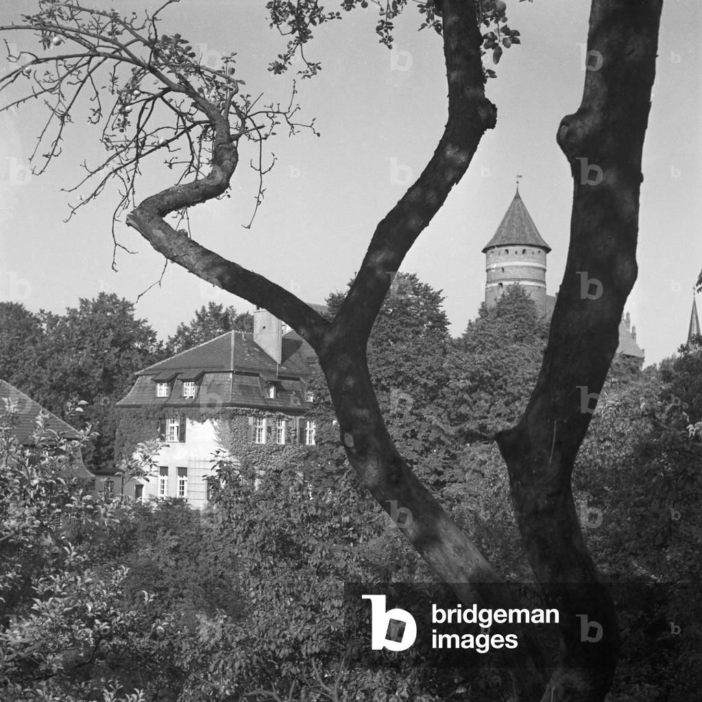 Castle of the Teutonic Order at Allenstein in East Prussia, Germany 1930s (b/w photo)
