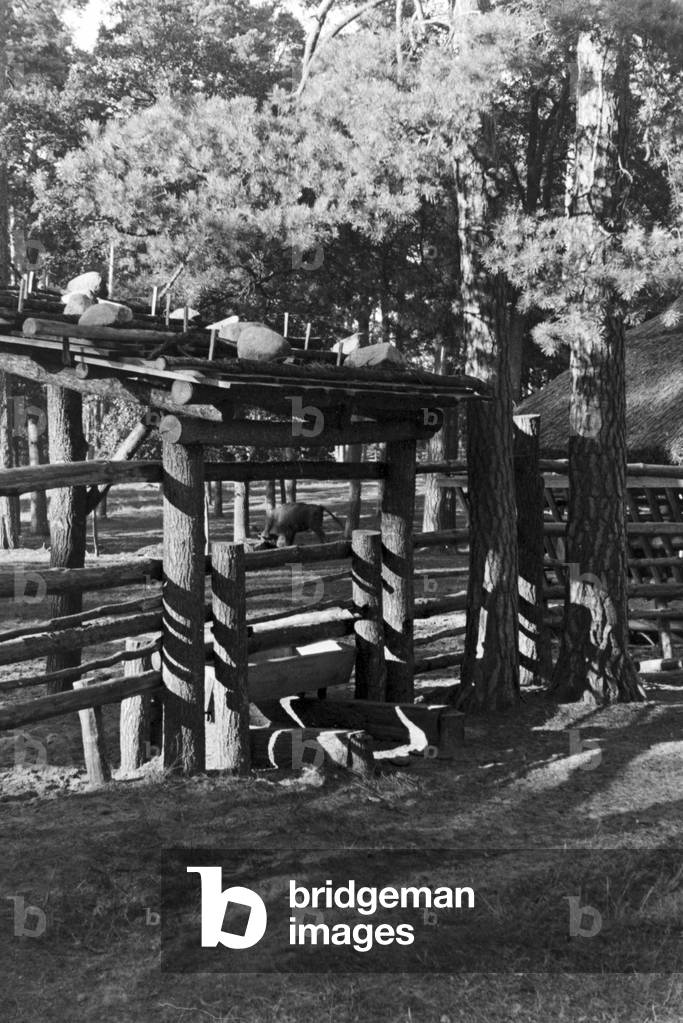 At a Munich public garden, Germany 1930s (b/w photo)