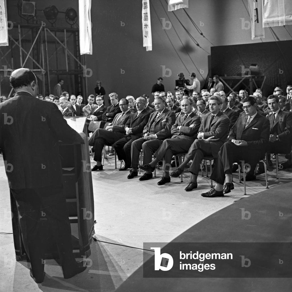 Delivering a speech at the commencement at Hamburg, Germany 1960s