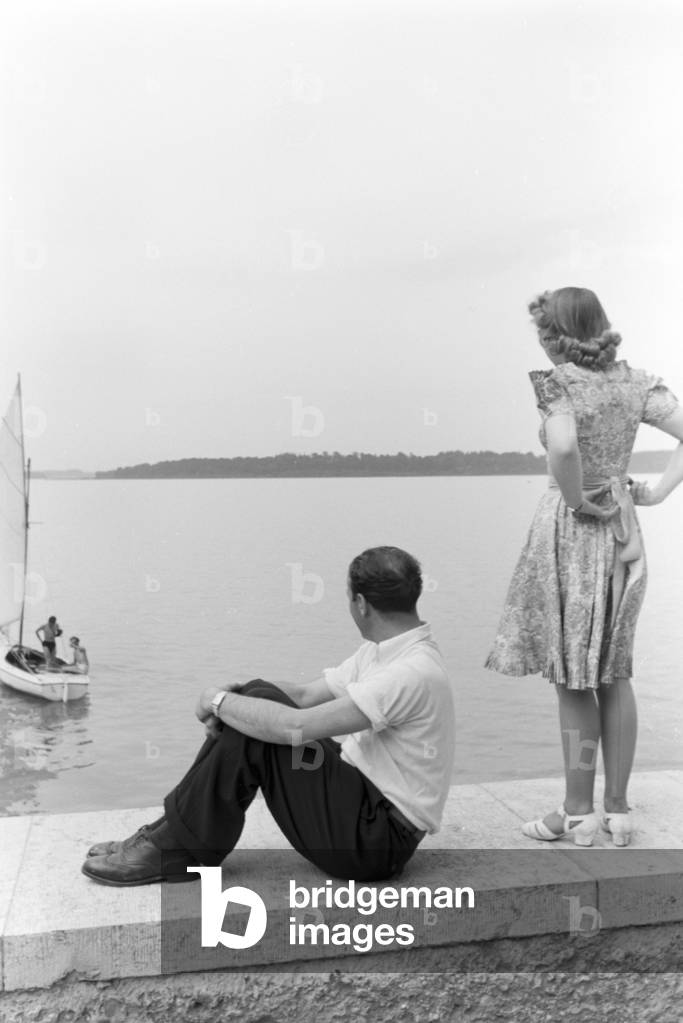 The Austrian actress on her holidays, Germany 1930s (b/w photo)