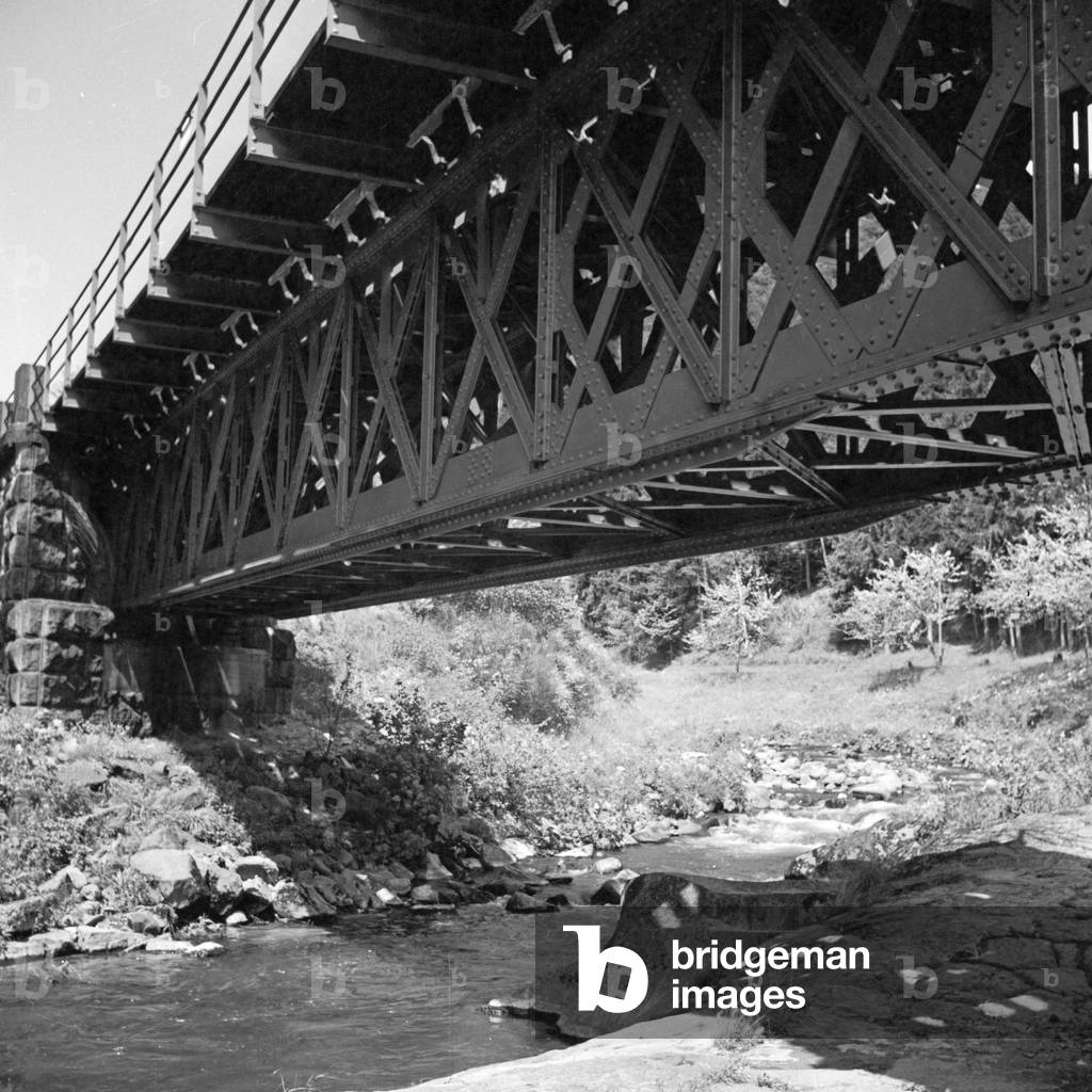 Bridge over a creek in the Black Forest region, Germany 1930s (b/w photo)