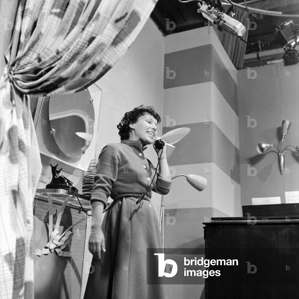 TV play production at German radio and TV station NWDR, 1955