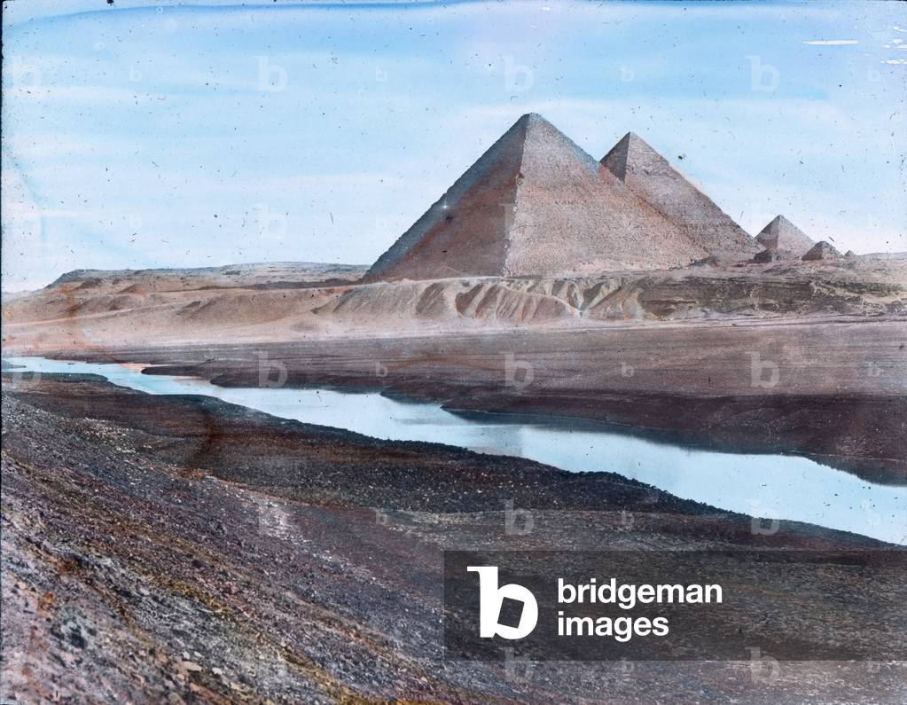 Egypt, Pyramids of Giza, image date: circa 1910. Carl Simon Archive