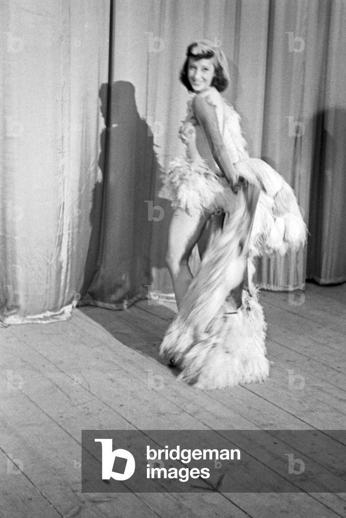 Performing artists during an evening show in Karlsbad, Germany 1930s (b/w photo)
