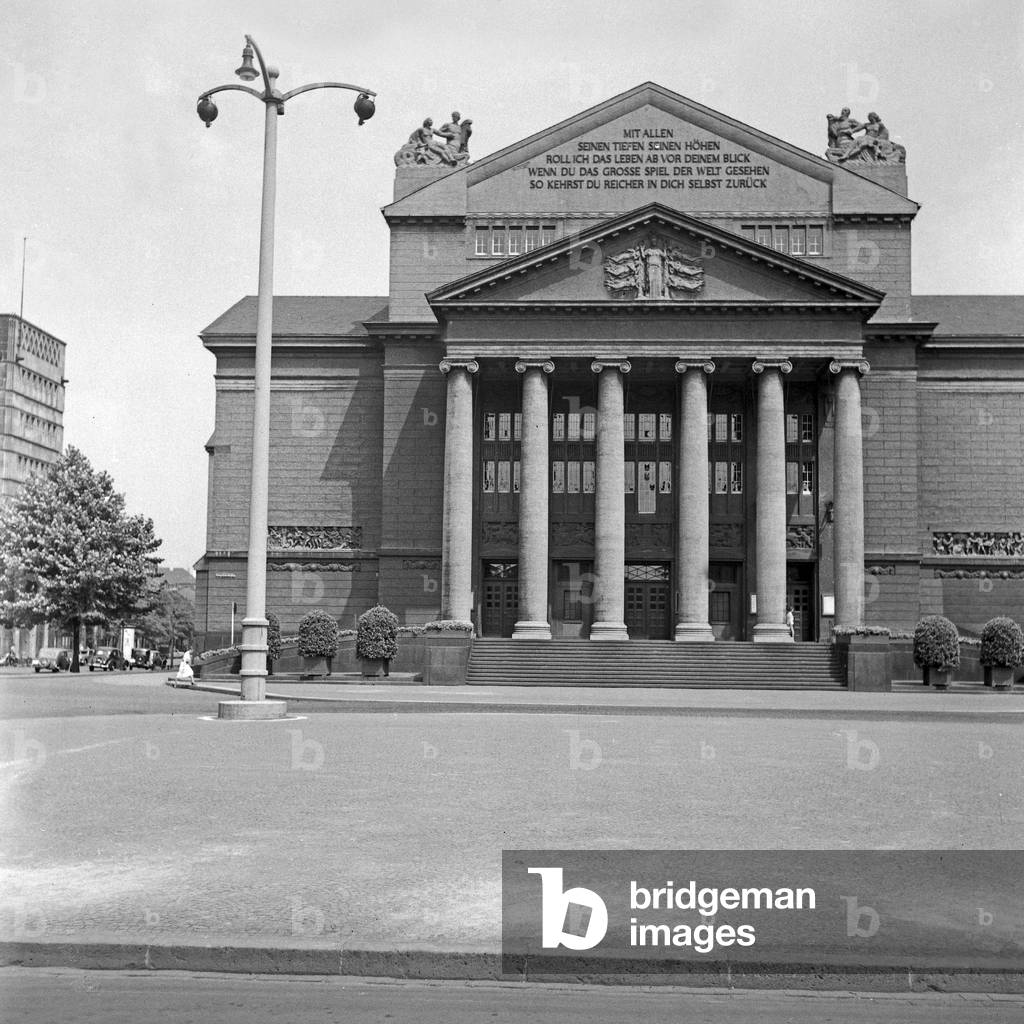 Theatre at Duisburg city centre, Germany 1930s (b/w photo)
