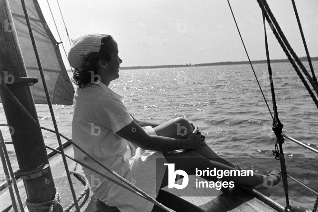 A summer day at the Baltic Sea, Germany 1930s (b/w photo)