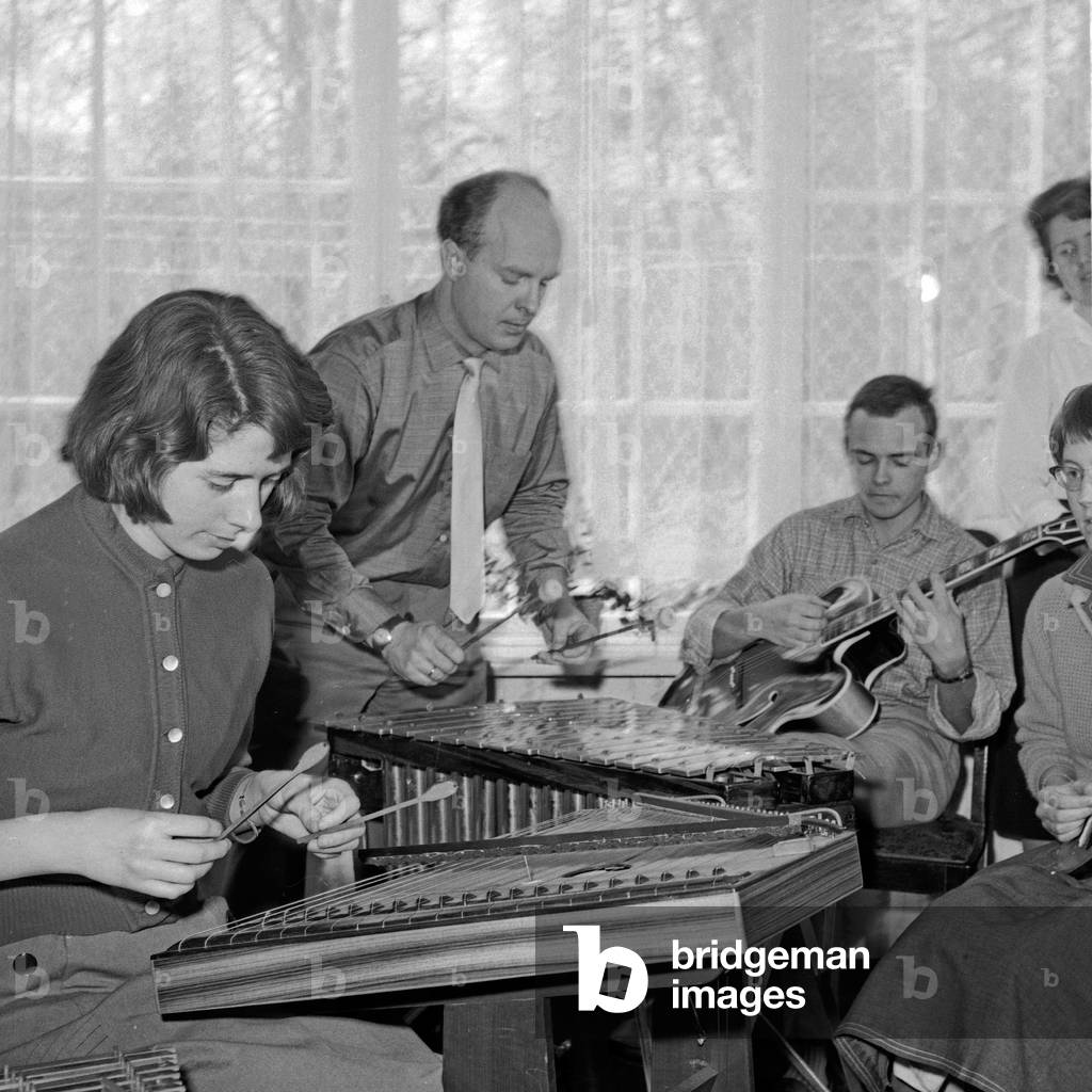 Folkloristic music group of Georg Espitalier (middle) at Bremen, Germany 1960s