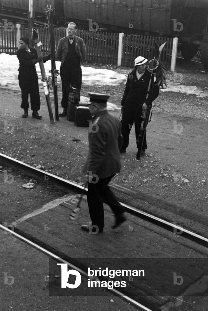 On vacation at Walsertal valley in the Vorarlberg region, Austria 1930s (b/w photo)