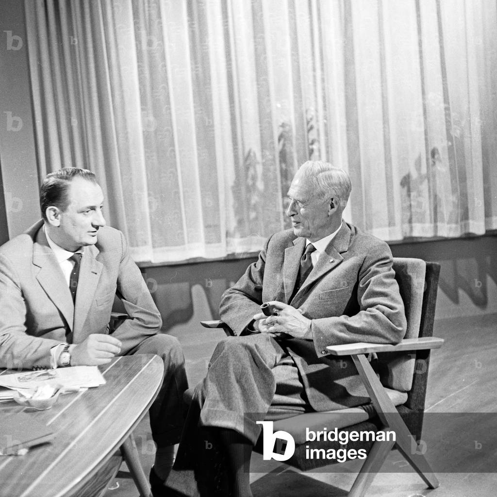At an interview with NDR journalist Hermann Rockmann, Germany 1960s