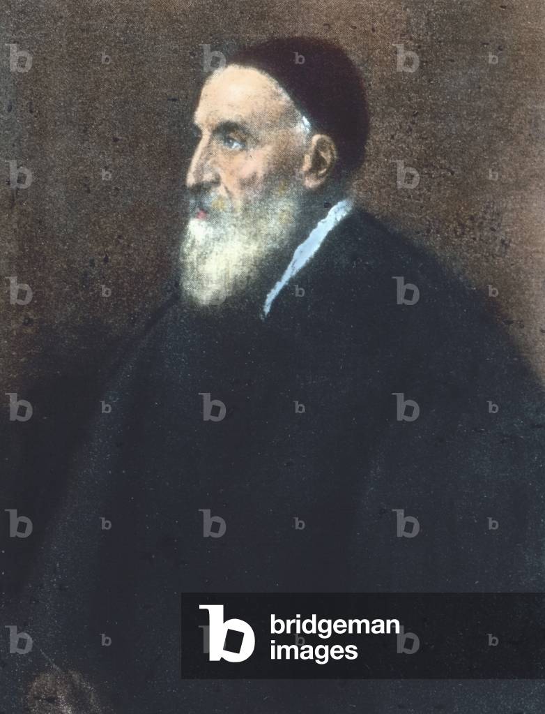 Italy, Venice, Self-Portrait of the famous painter Titian (circa 1567), aka Tiziano Vecelli or Vecellio (born 1488, died 1576). Titian was the most important member of the Venetian school. Image date: cira 1910. Carl Simon Archive