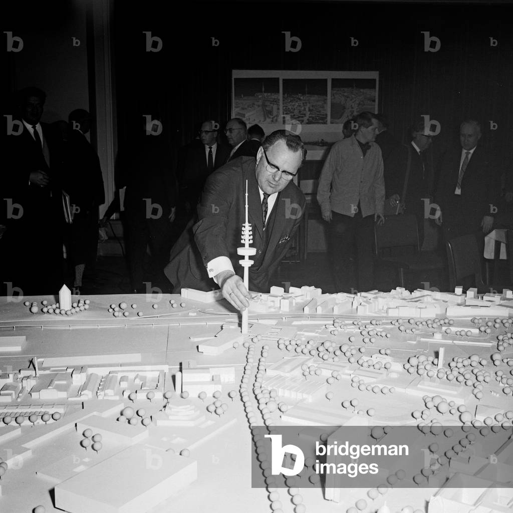 Model for the planning to build the Hamburg television tower, Germany 1960s