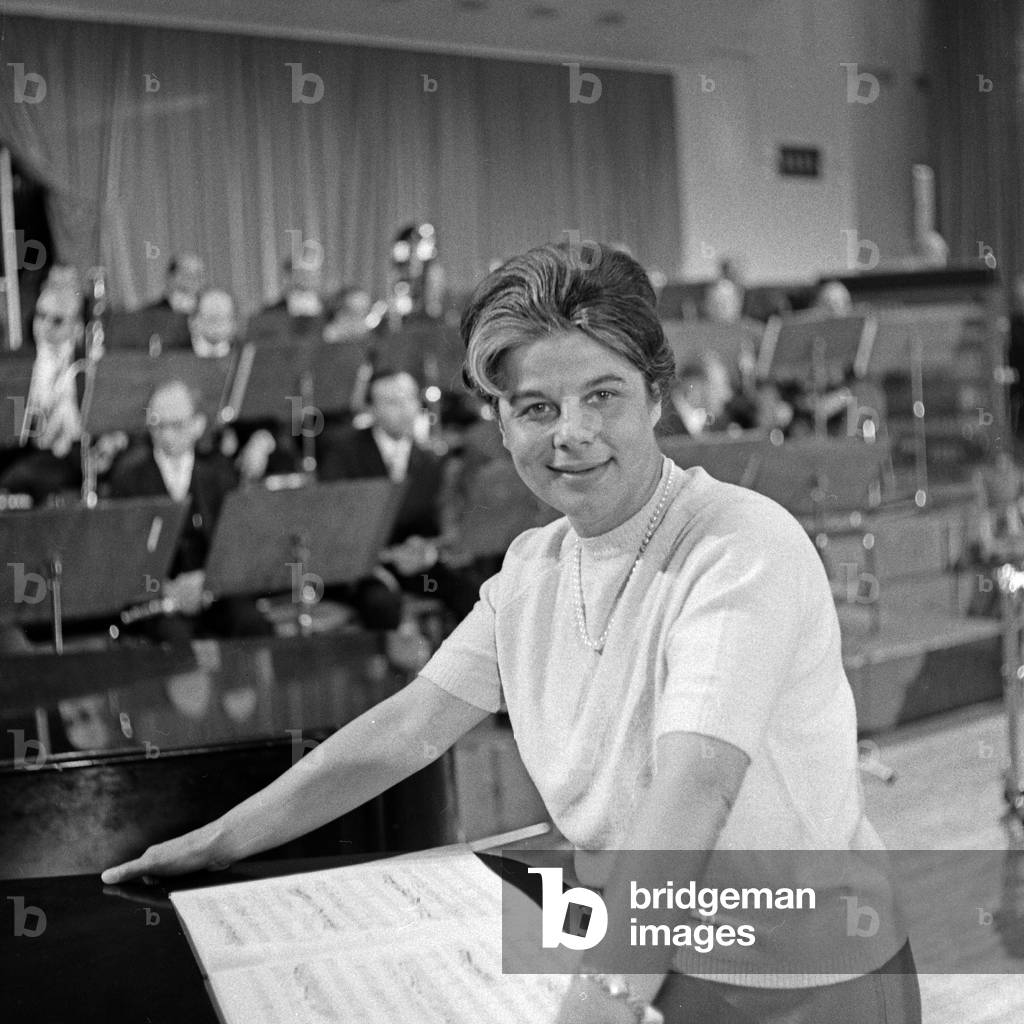 German soprano singer Irmgard Seefried doing rehearsals for a concert at Hamburg, Germany 1960s