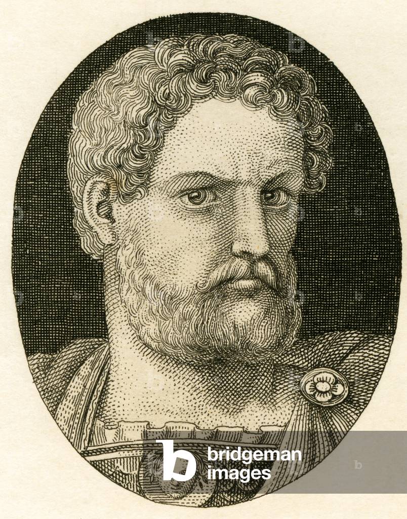 Image of Hadrian, Roman emperor, copperplate engraving from Strahlheim ...