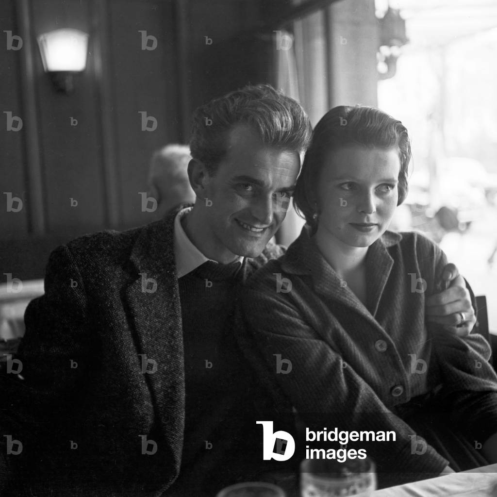 A young couple at the canteen of NDR channel at Hamburg, Germany 1950s