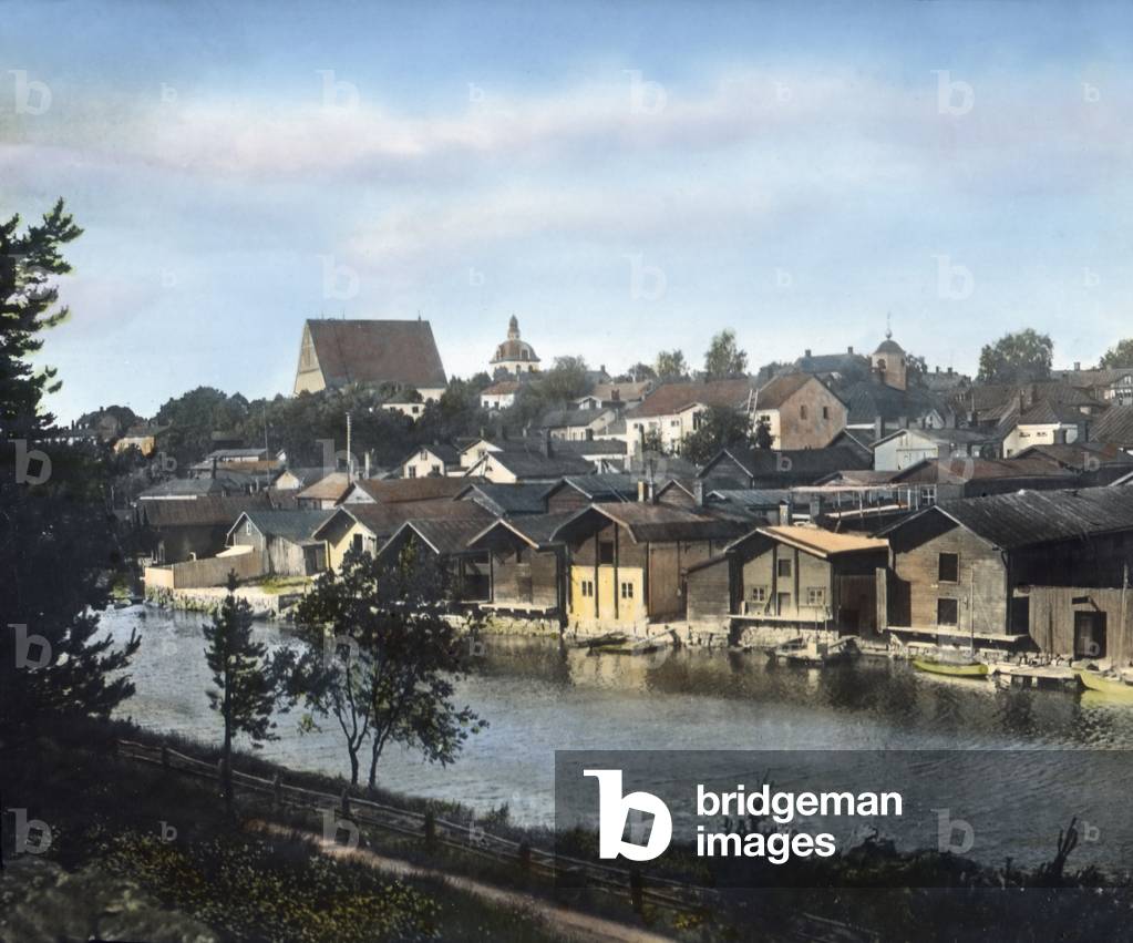 Scenic view of Parvoo at Finland, 1920s