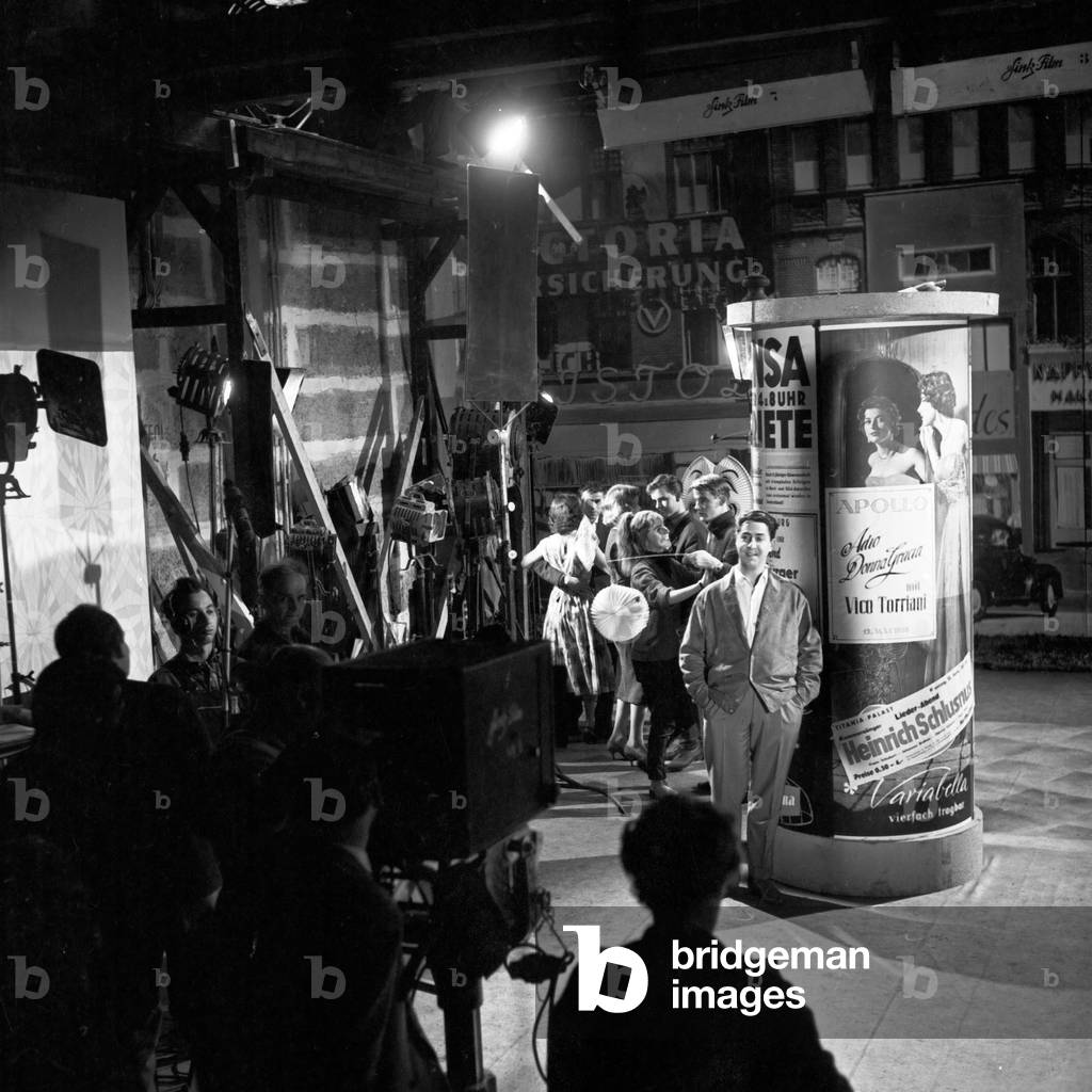 On the set of a TV show with Swiss singer Vico Torriani at Hamburg, Germany 1950s
