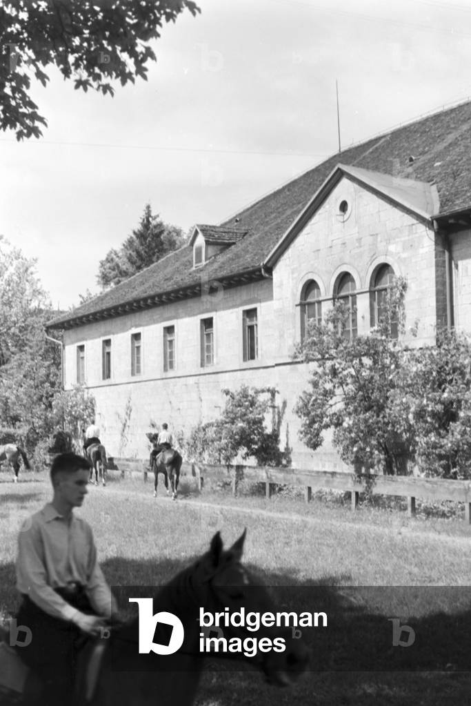 Riding lessons in Tübingen, Germany 1930s (b/w photo)