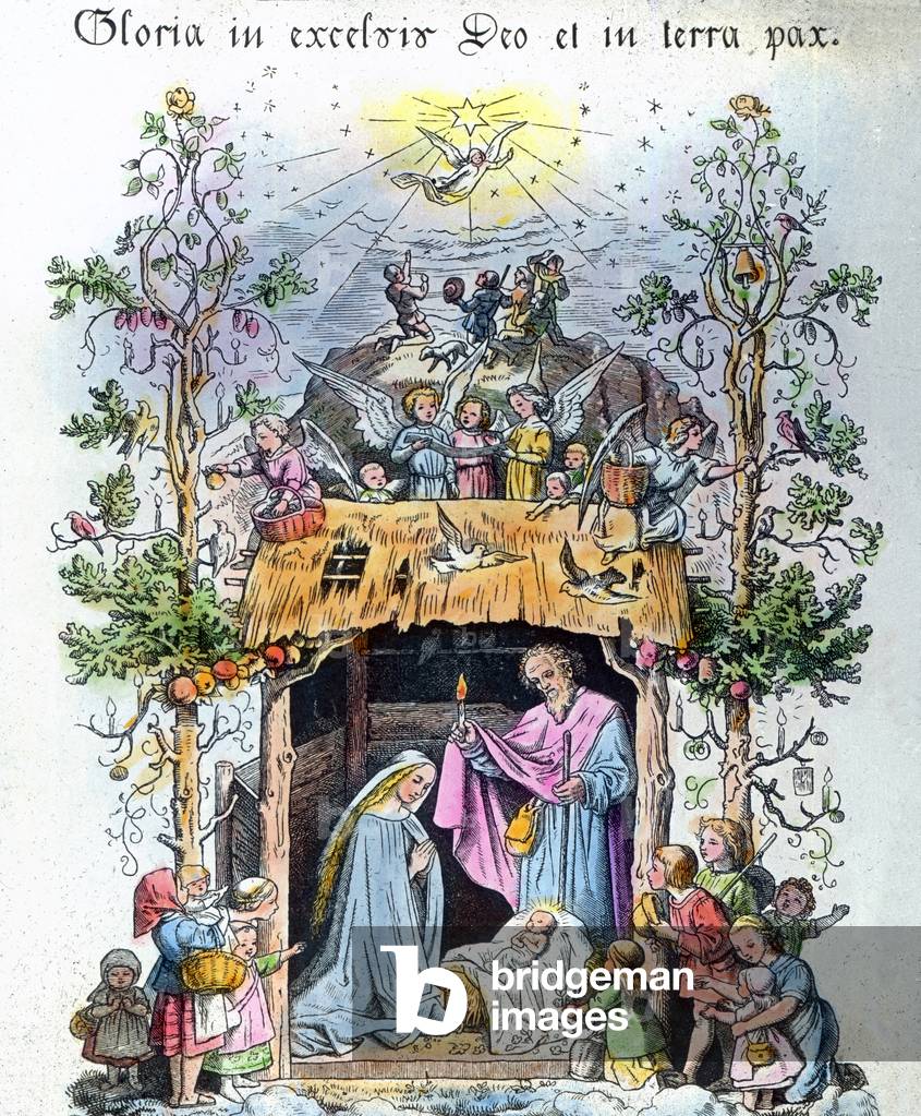 Engraving depicting christmas time, Germany 1920s