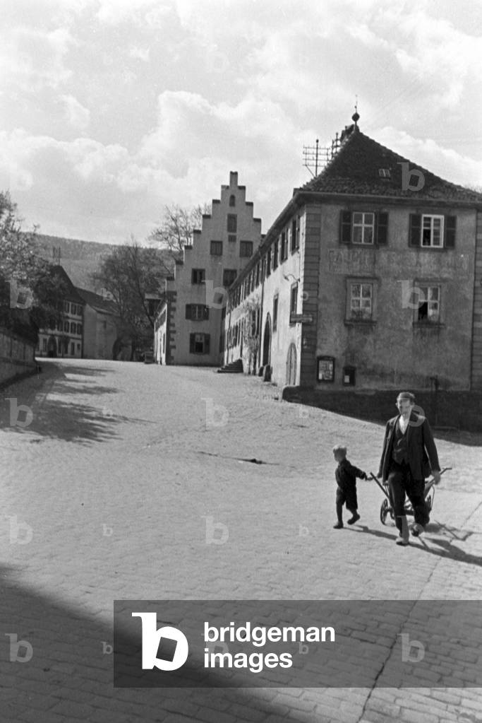 At Amorbach centre, Germany 1930s (b/w photo)