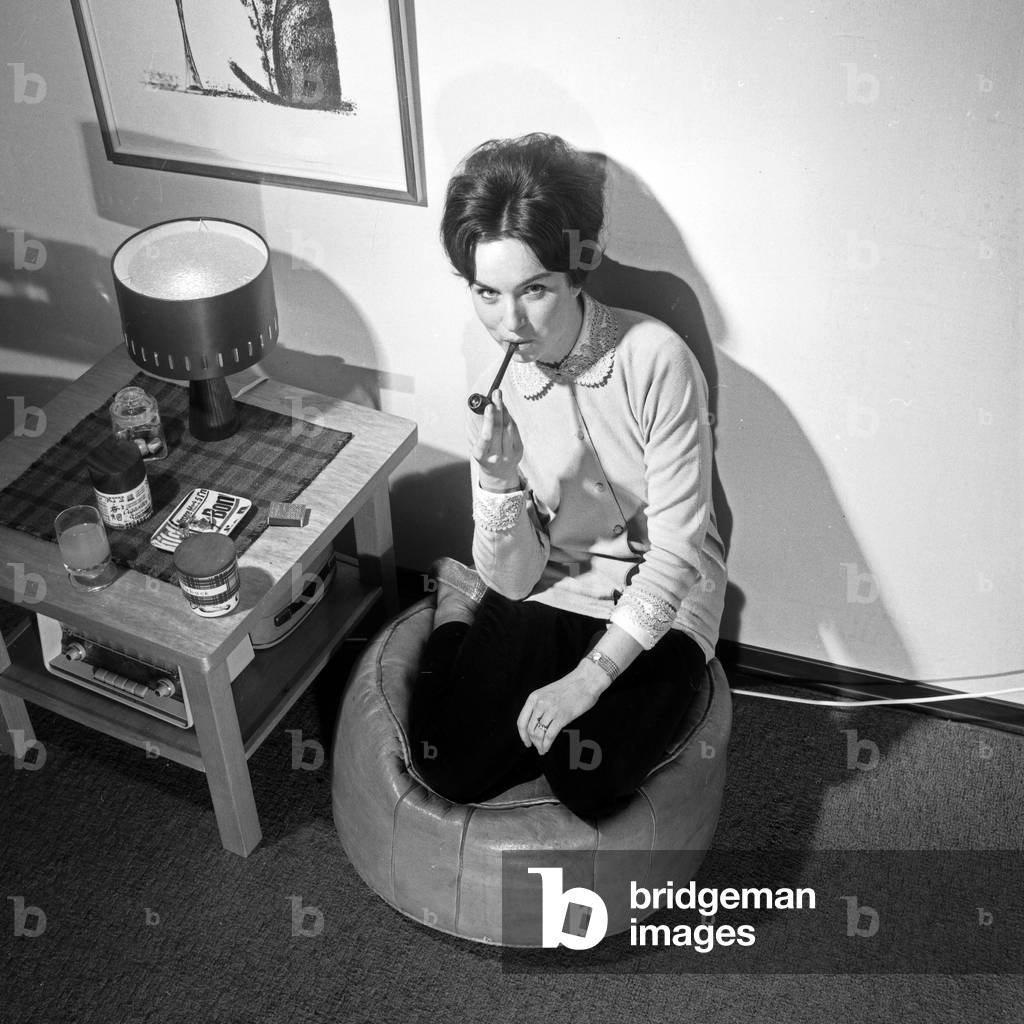 German TV speaker and presenter Brigitte Gerloff at home in Hamburg, Germany 1960s