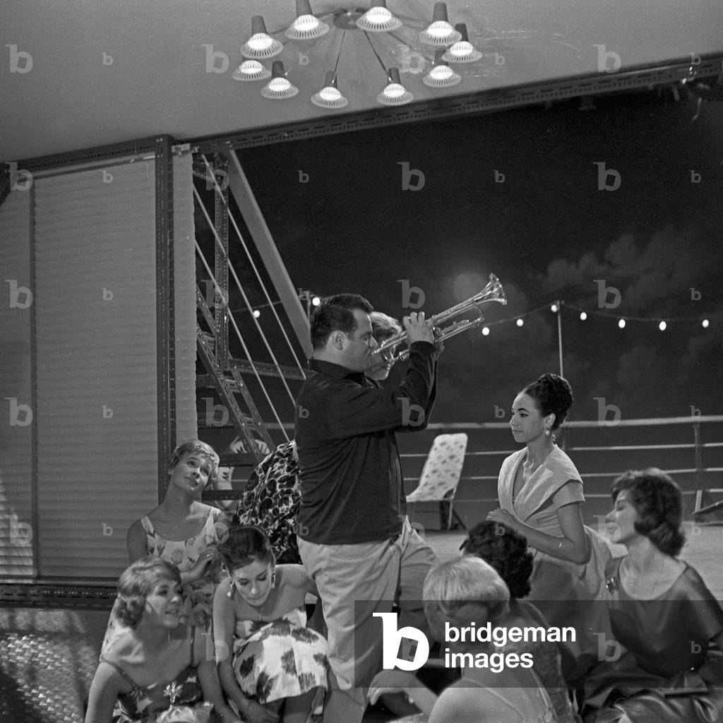 German trumpeter Horst Fischer performing at the NDR TV music show 