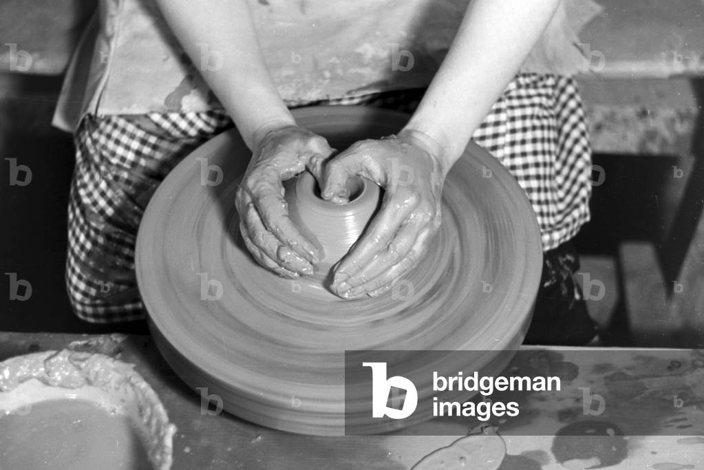 A potter at work, Germany 1930s (b/w photo)